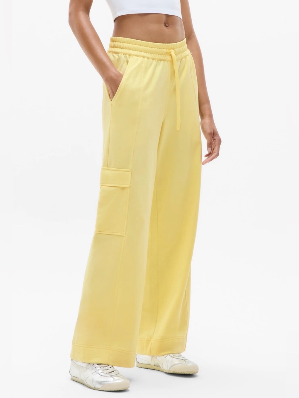 NWOT Athleta Retroterry High Rise Wide Leg Cargo Pant in Citron Size XS